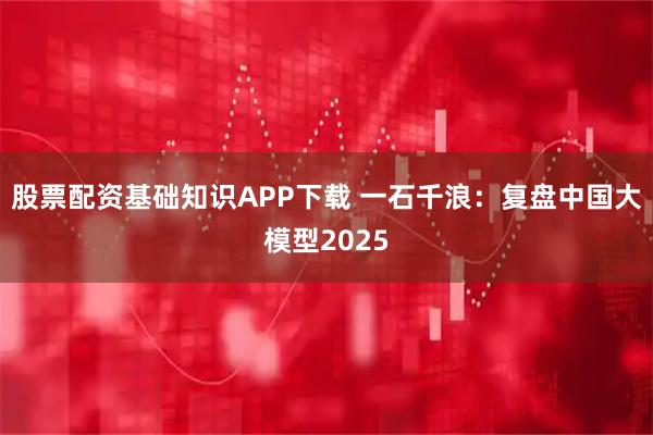 股票配资基础知识APP下载 一石千浪：复盘中国大模型2025